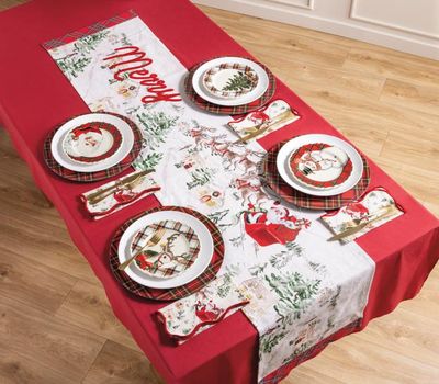 Vintage Santa Scene Table Runner