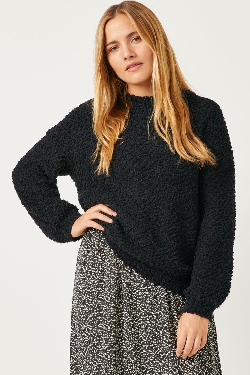 Popcorn Knit Pullover Sweater