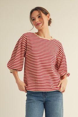 Puff Sleeve Stripe Top