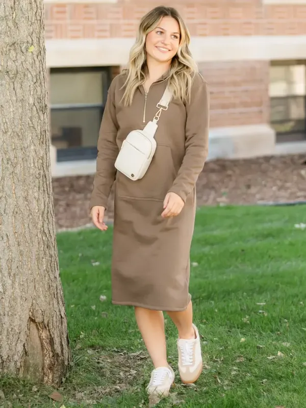 Olympia Zipper Sweatshirt Dress