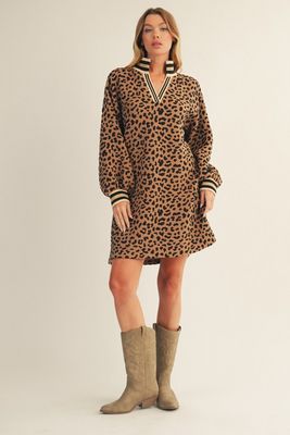 Leopard Textured Shift Dress