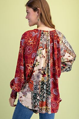 Mixed Print Long Sleeve Top