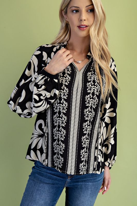 Printed Long Sleeve Blouse