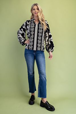 Printed Long Sleeve Blouse