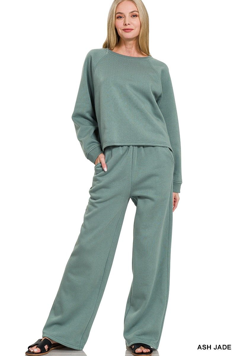 Fleece Raglan Sleeve Pullover &amp; Sweatpant Set