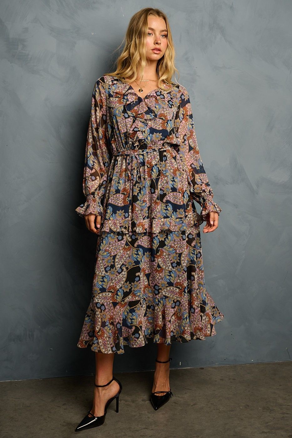 Boho Paisley Print Maxi Dress