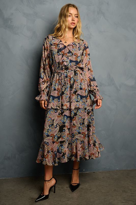 Boho Paisley Print Maxi Dress