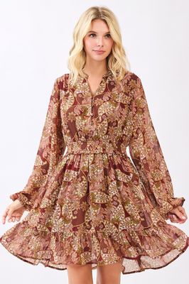 Boho Paisley Print Mini Dress