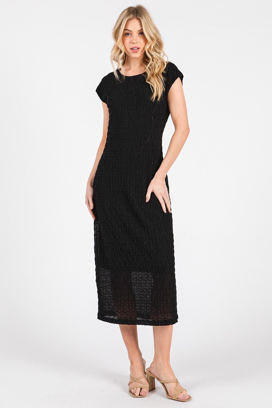 Wavy Texture  Midi Dress