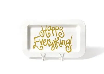 Happy Everything White Stripe Mini Rectangle Platter