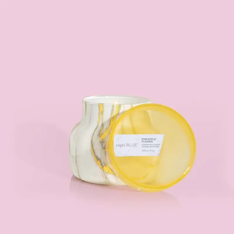Pineapple Flower Modern Marble Petite Candle, 8 oz