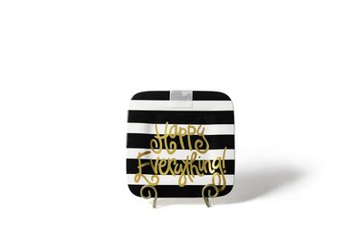 Happy Everything Black Stripe Mini Square Platter