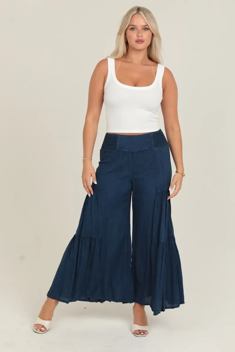 Wide Leg Ruffle Pants