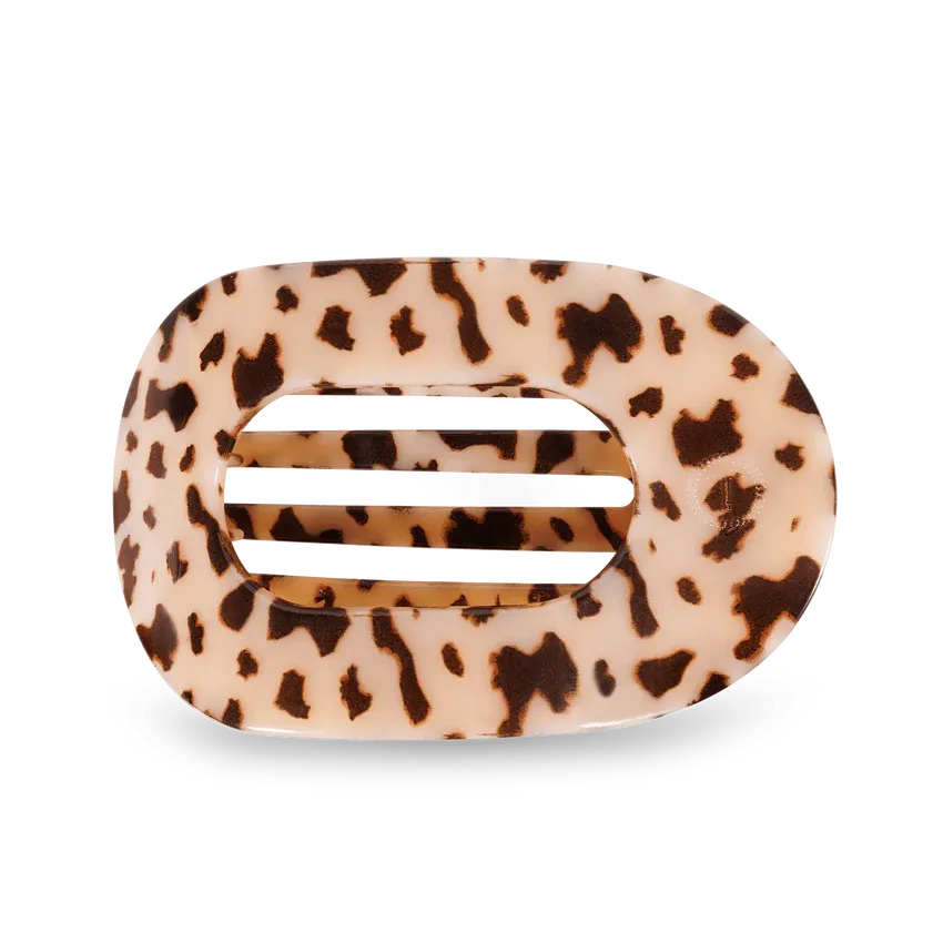 Teleties - Large Flat Round  Hair Clip, Pattern: Blonde Tortoise