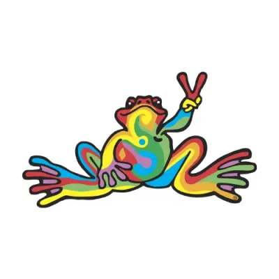 Large Retro Frog Sticker 12x7
