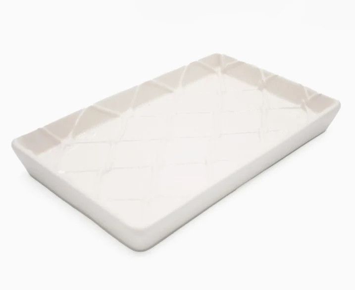 Textured White Guest Towel Tray