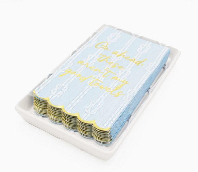 Textured White Guest Towel Tray