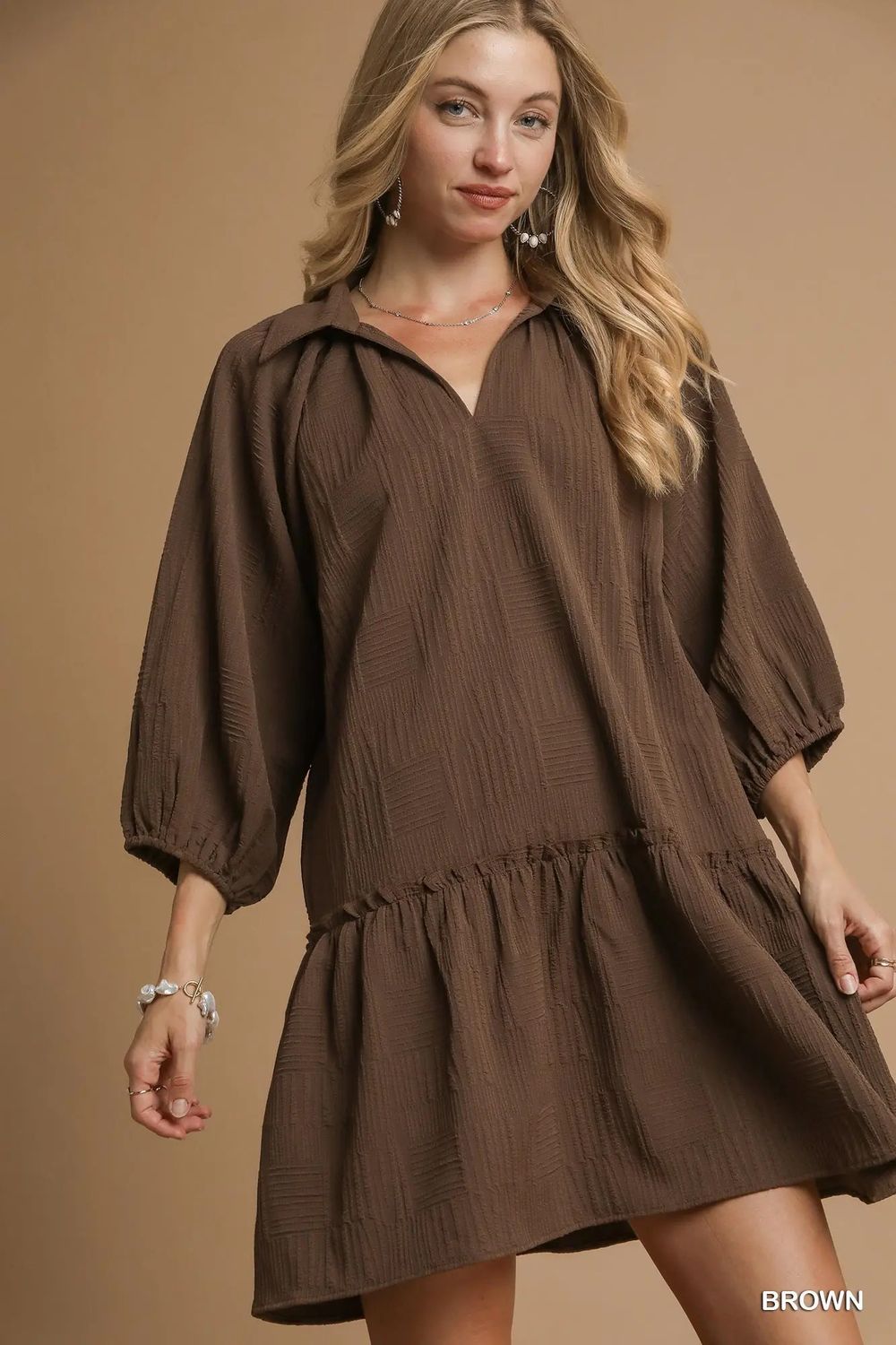 V-Neck Tiered Mini Dress