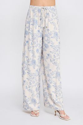 Printed Soft Linen Wide Leg Pants