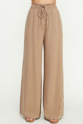 Soft Striped Linen Smocked Pants