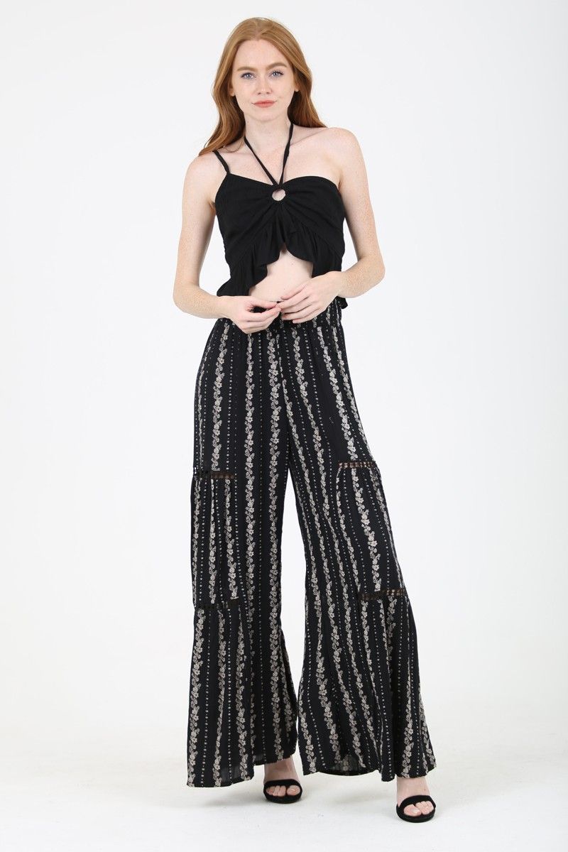 Smocked Waist Wide Leg Pants