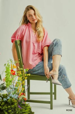 Scalloped Hem Textured Blouse