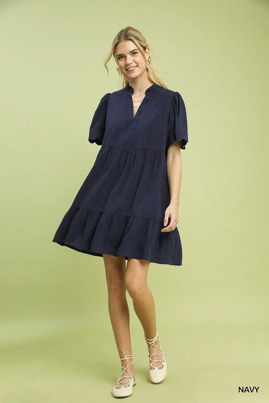 Linen Tiered Babydoll Dress