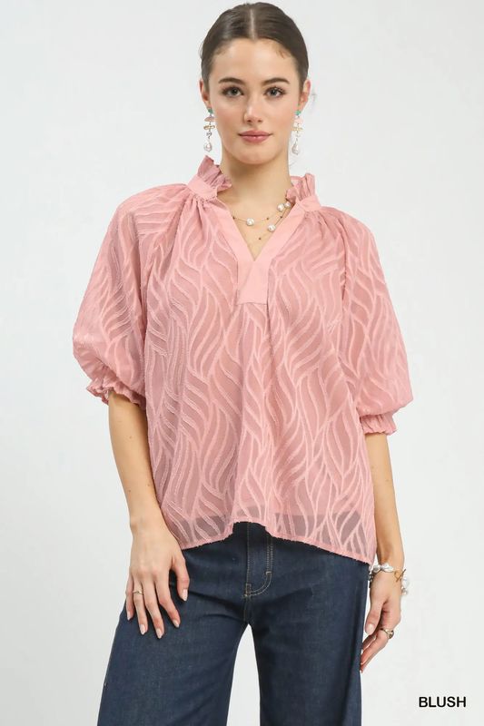 Textured Puff Sleeve Blouse