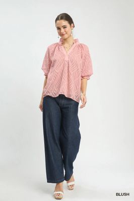 Textured Puff Sleeve Blouse