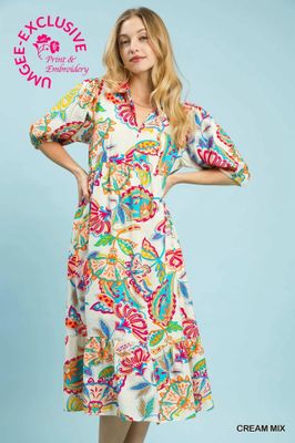 Mix Paisley Print Maxi Dress