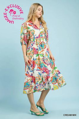 Mix Paisley Print Maxi Dress