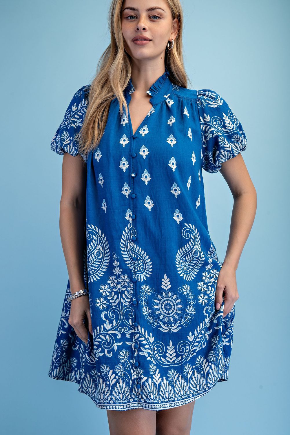 Paisley Print Button Down Dress