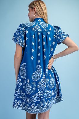 Paisley Print Button Down Dress