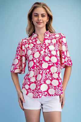 Trapunto Stitched V-neck Blouse