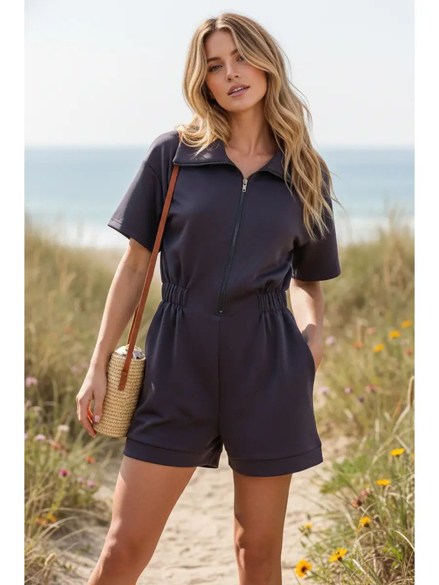 Scuba Zip Up Romper