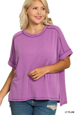 PLUS Cuff Sleeve Raw Edge Top