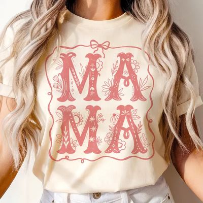Mama Pink Flower Graphic Tee
