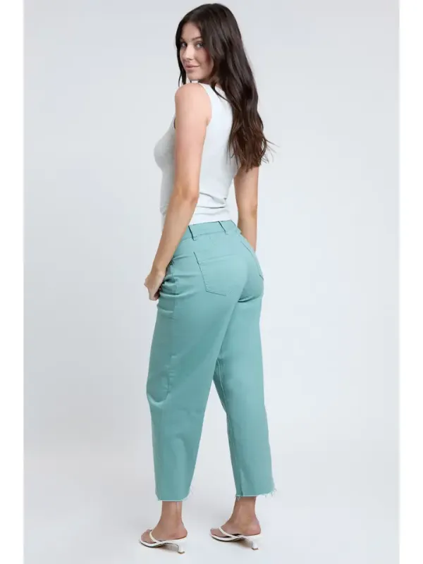 Cropped High-Rise Wide Leg Trouser Pants
