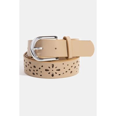 Floral Filigree Cut Out Vegan Leather Belt