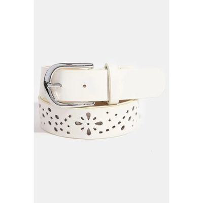 Floral Filigree Cut Out Vegan Leather Belt