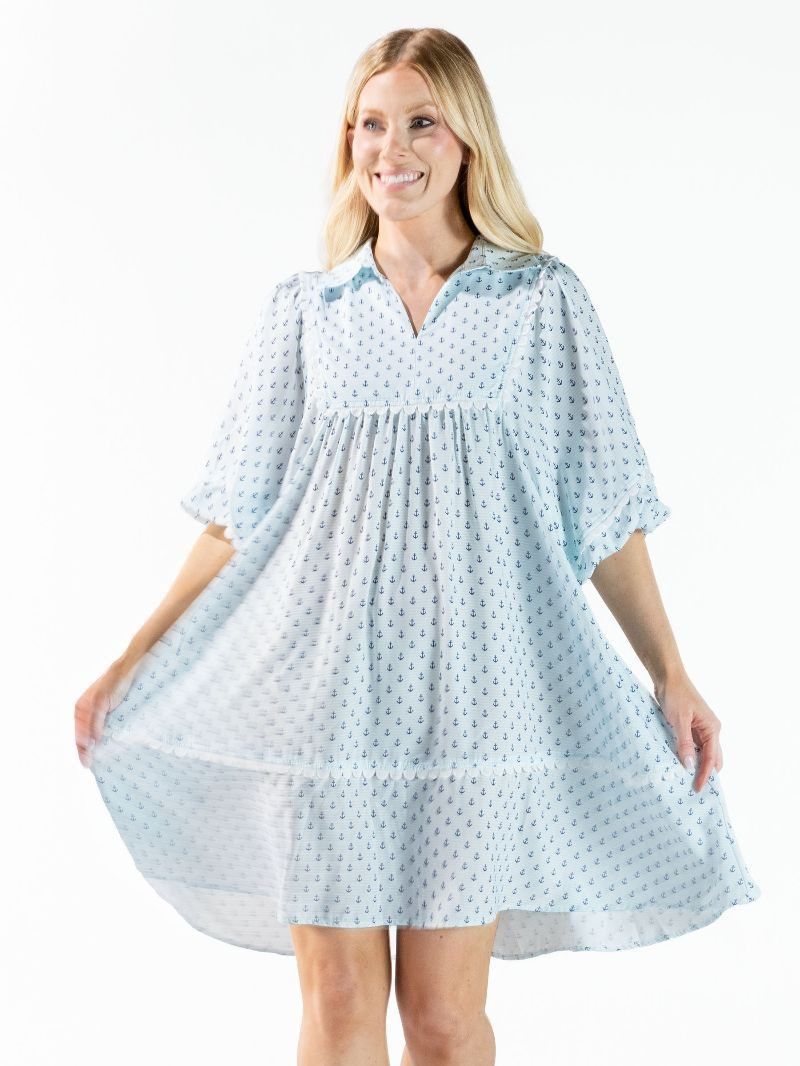Coastal Patch Dress, Pattern: Anchor, Size: XS