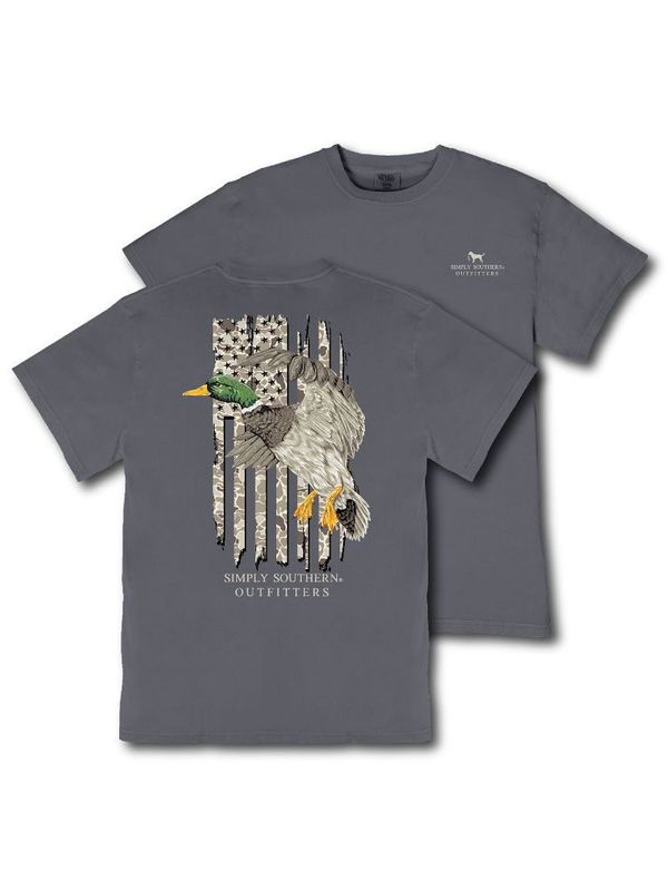 Flying Duck In Front Of American Flag Short Sleeve T-Shirt