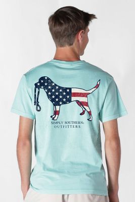 Dog USA With A Leash Short Sleeve T-Shirt