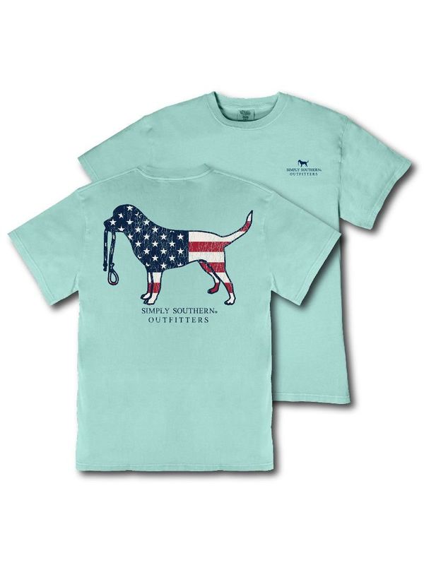 Dog USA With A Leash Short Sleeve T-Shirt