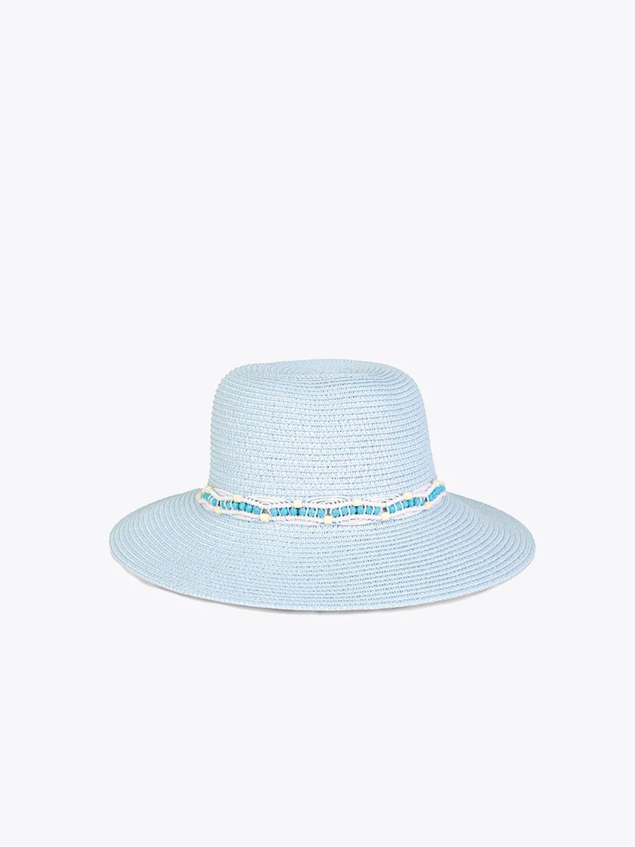 Viola Turquoise Bead Straw Hat