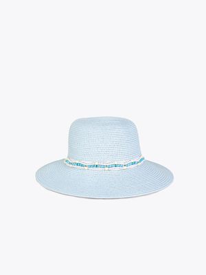 Viola Turquoise Bead Straw Hat