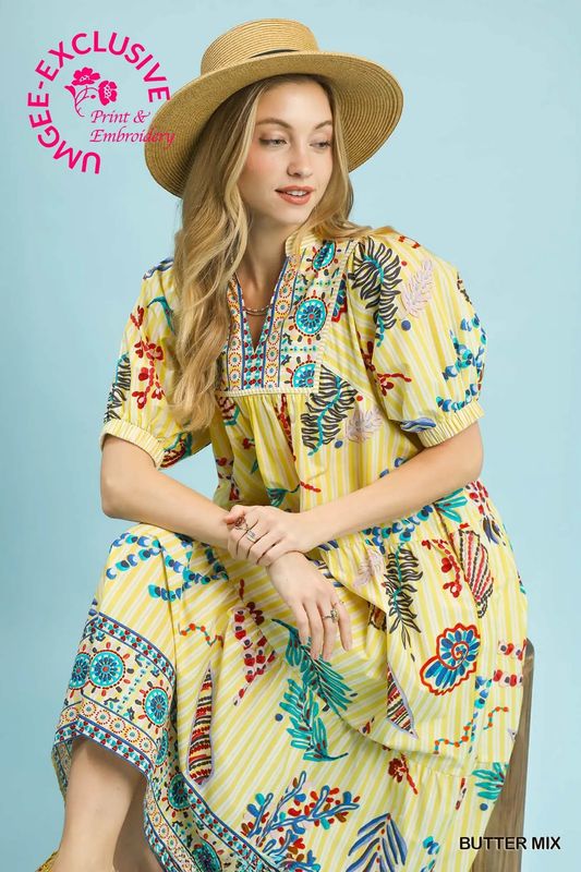 Aquatic Print Baby Doll Dress