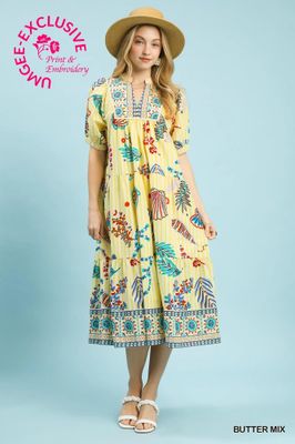 Aquatic Print Baby Doll Dress