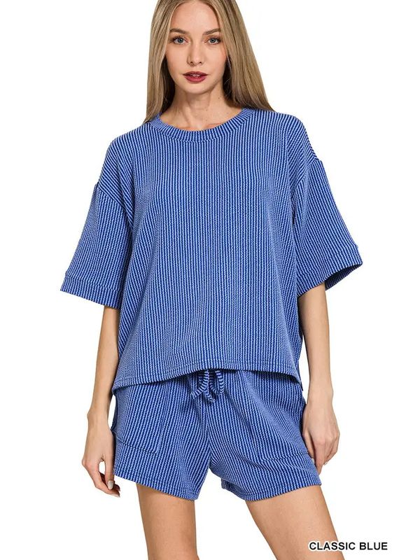 Corded Rib Short Sleeve Tee &amp; Short Set