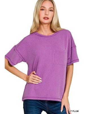 Raised Rib Exposed Seam SS Top